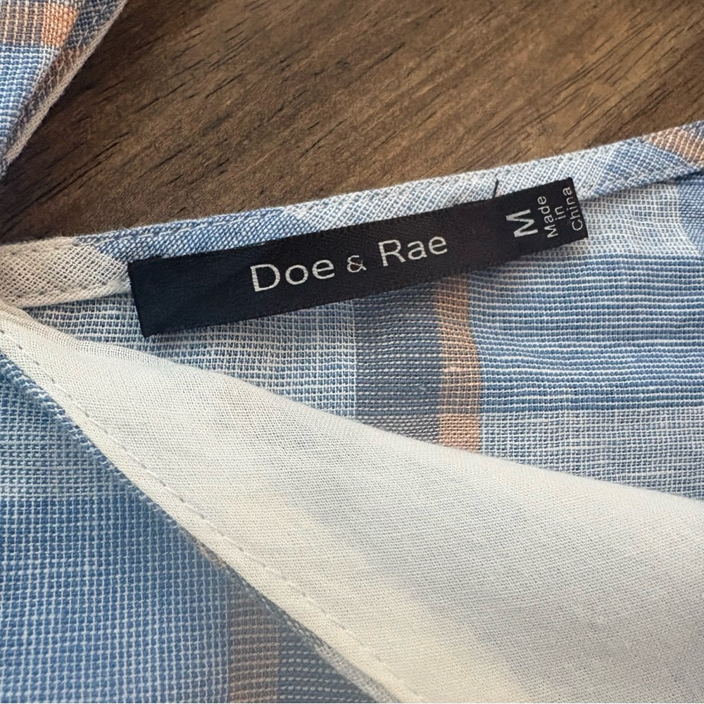 Doe & Rae Blue & White Plaid Sleeveless Swing Dress! Beautiful! Cotton blend. M - Picture 9 of 14